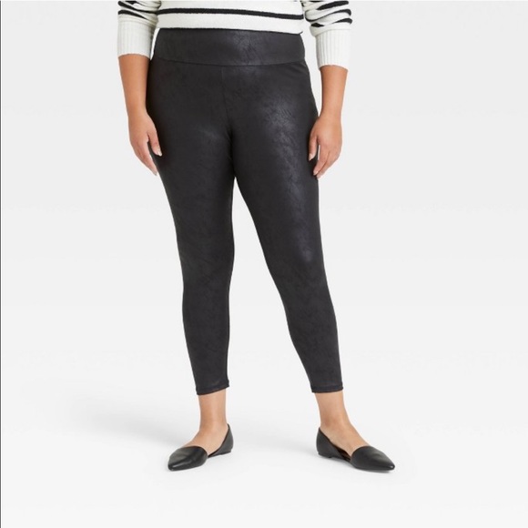 Ava & Viv Faux Leather High Waisted Legging Liquid Shine Black Size 2x NWT - Picture 1 of 8